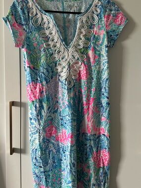 Lilly Pulitzer Aqua, Blue and Green Printed Top